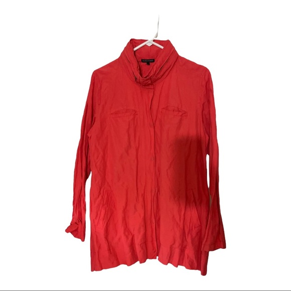 Eileen fisher stand collar hidden hood jacket zipper and snap front size medium - Picture 2 of 13